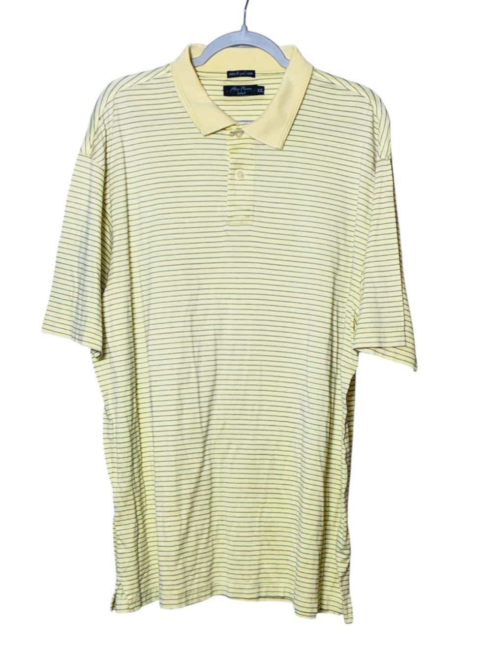 Alan Flusser Golf Yellow with Black Stripe Short Sleeve Polo shirt